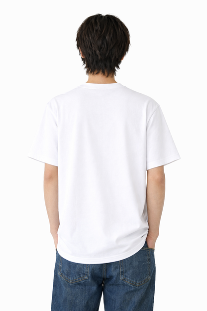 メンズ　大きめプリントTシャツ「故郷の桜が咲いている」　胸プリント　クルーネック